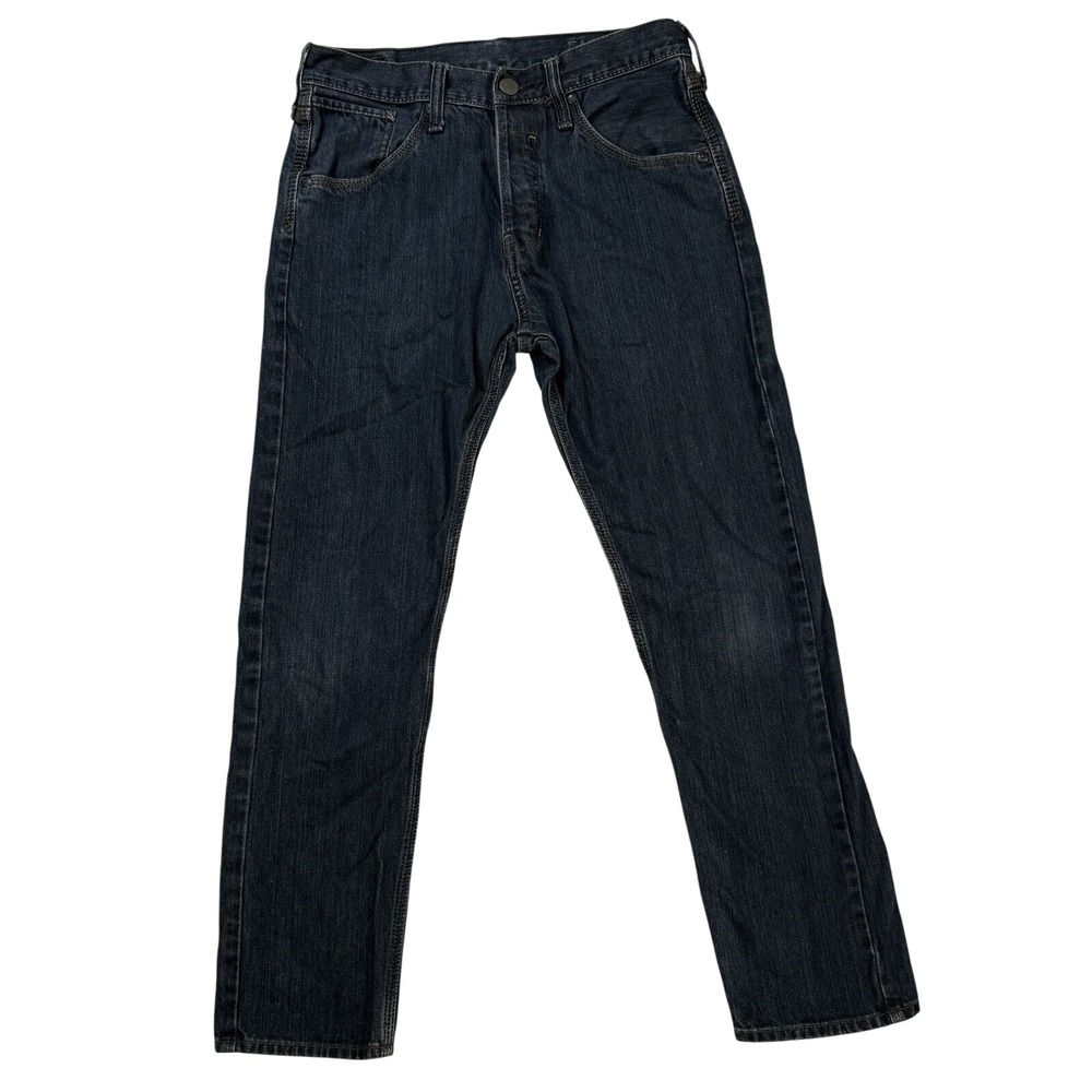Bullhead Denim Co Mens Straight Leg Jeans Dark Wash Blue Button Fly Size 29x30